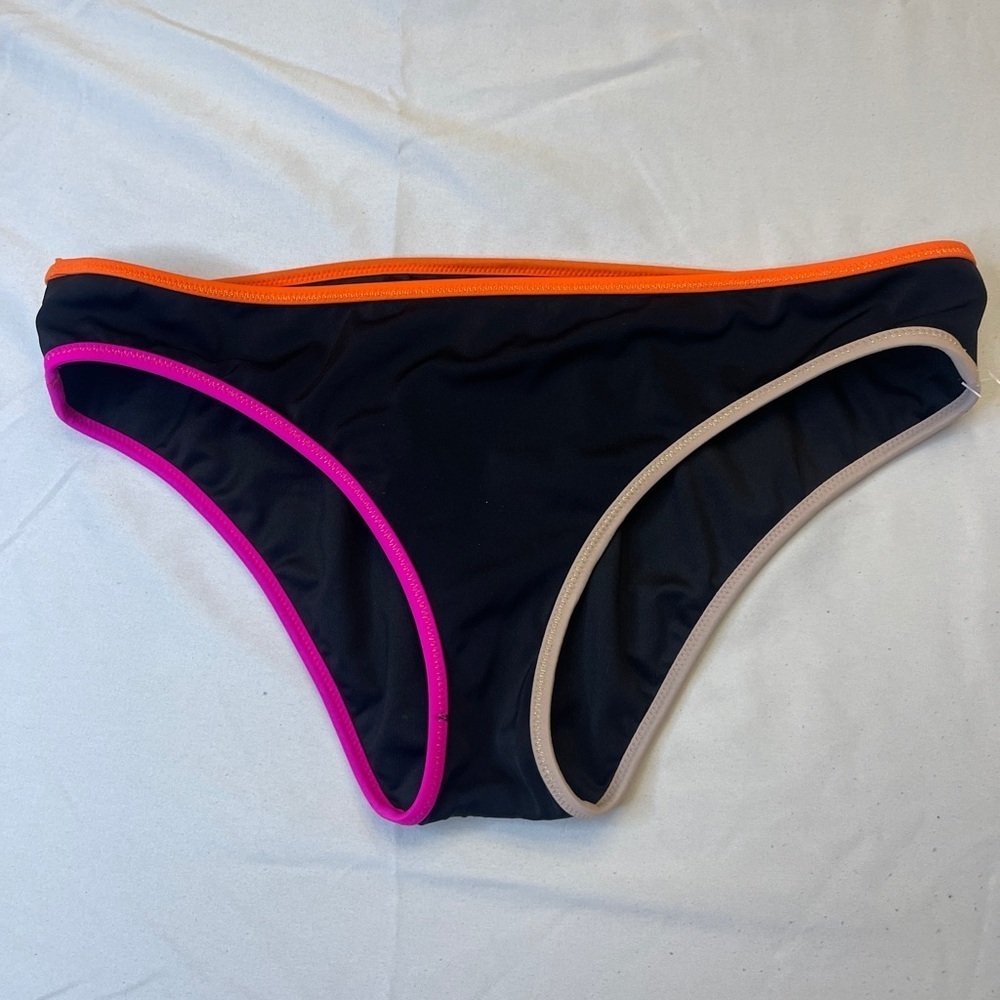 Victoria's Secret Black Bikini Bottom with Orange Trim